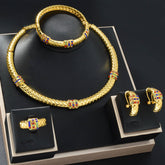 Chinese-style Diamond-studded Ring Bracelet Necklace And Earring Set