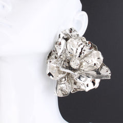 Diamond-Accented Floral Statement Earrings