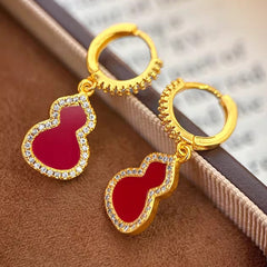 Women’s Diamond-Accented Fortune Gourd Earrings