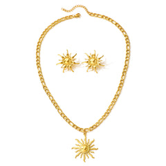 Fashion Sunflower Premium Necklace Earrings Two Piece Set