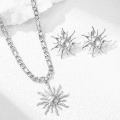 Fashion Sunflower Premium Necklace Earrings Two Piece Set