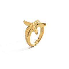 18K Gold-Plated Stainless Steel Starfish Ring – Minimalist Beach Style