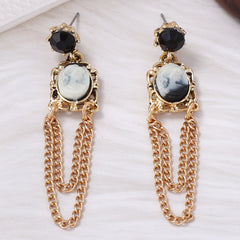 Classic Cameo Chain Dangle Earrings