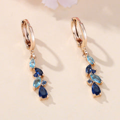 Champagne Gold Aquamarine & Diamond Earrings