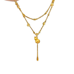 Double-Strand Chain Necklace With Fu Lu Blossom Tassels