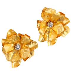 Diamond-Accented Floral Statement Earrings