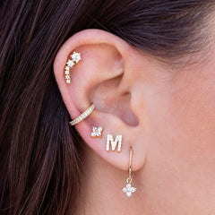 Copper-Inlaid Zircon Hoop & Stud Earring Set