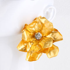 Diamond-Accented Floral Statement Earrings