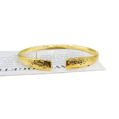 Womens Fine Sand Gold Dragon Leaps Phoenix Sings Gold Bracelet