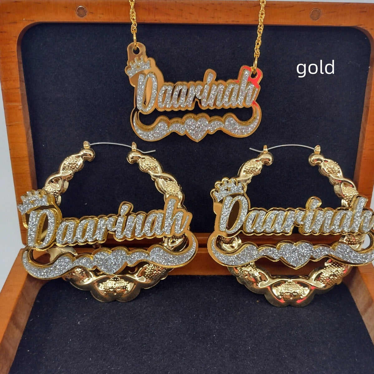 English Name Necklace Earring Set
