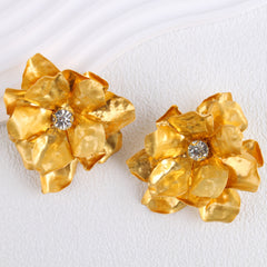 Diamond-Accented Floral Statement Earrings