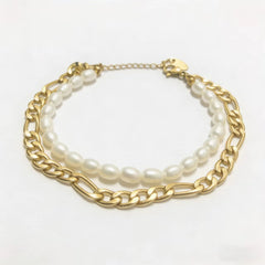 2-Piece Set Of Stylish And Elegant Pearl Stretch Bracelets